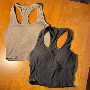 Oner Active Black and Moss Brown Square Neck tank, bundle of 2